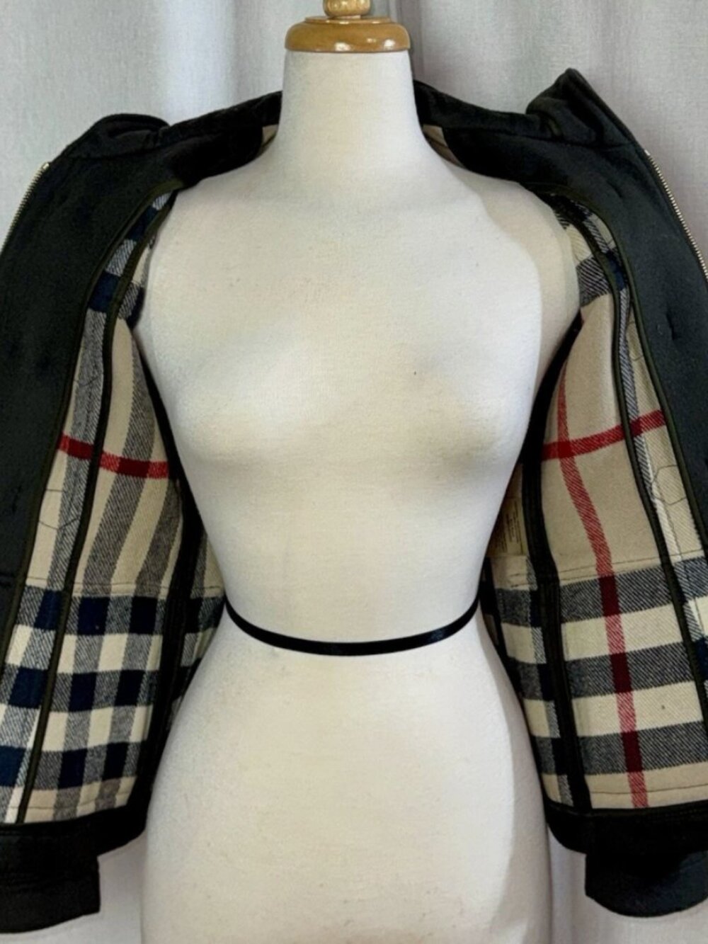 Burberry Olive Hooded Wool Toggle Pea Coat with Check Hood Lining - Picture 13 of 16